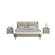 American Eagle Furniture Genuine Leather & Metal Queen Bed in Cream