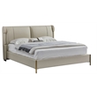 American Eagle Furniture Genuine Leather & Metal Queen Bed in Cream