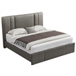 American Eagle Furniture Metal & Genuine Leather Queen Bed in Gray