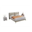 American Eagle Furniture Genuine Leather & Metal Cal King Bed in Cream
