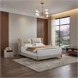 American Eagle Furniture Genuine Leather & Metal Queen Bed in Cream