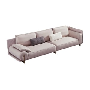 American Eagle Furniture 120.5&quot 4-Seater Modern Genuine Leather Sofa in Gray
