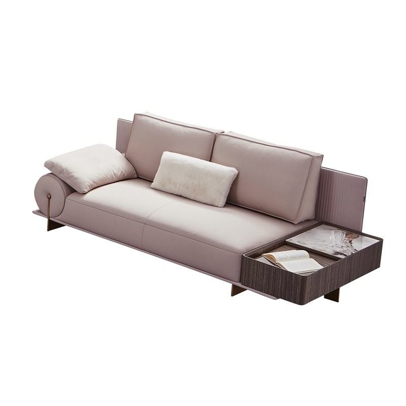 American Eagle Furniture Genuine Leather & Metal Loveseat in Gray