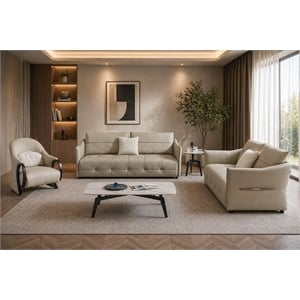 American Eagle Furniture Modern Genuine Leather and Plastic Sofa in Gray