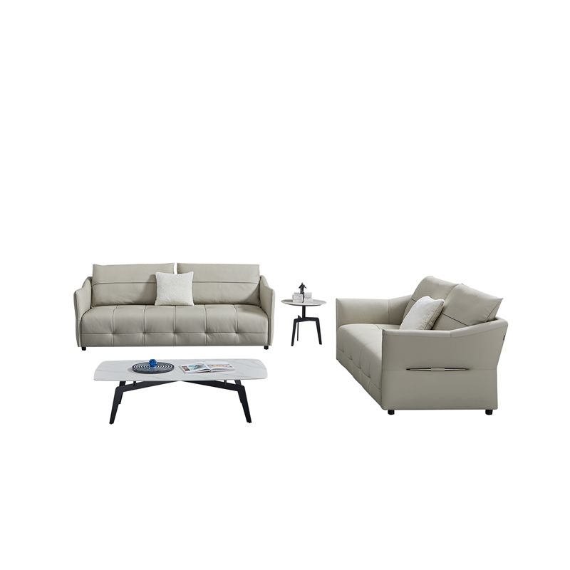 American Eagle Furniture Genuine Leather and Plastic Loveseat in Gray
