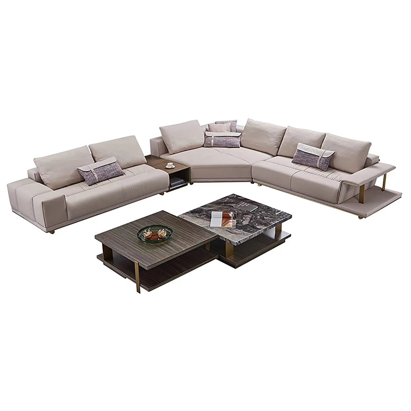 American Eagle Furniture 4-Piece Left Sitting Leather & Metal Sectional in Gray