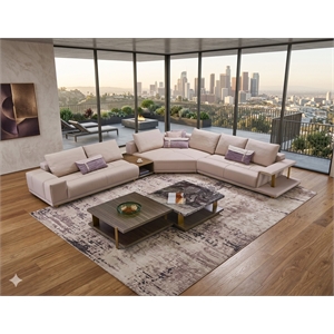 American Eagle Furniture 4-Piece Left Sitting Leather & Metal Sectional in Gray