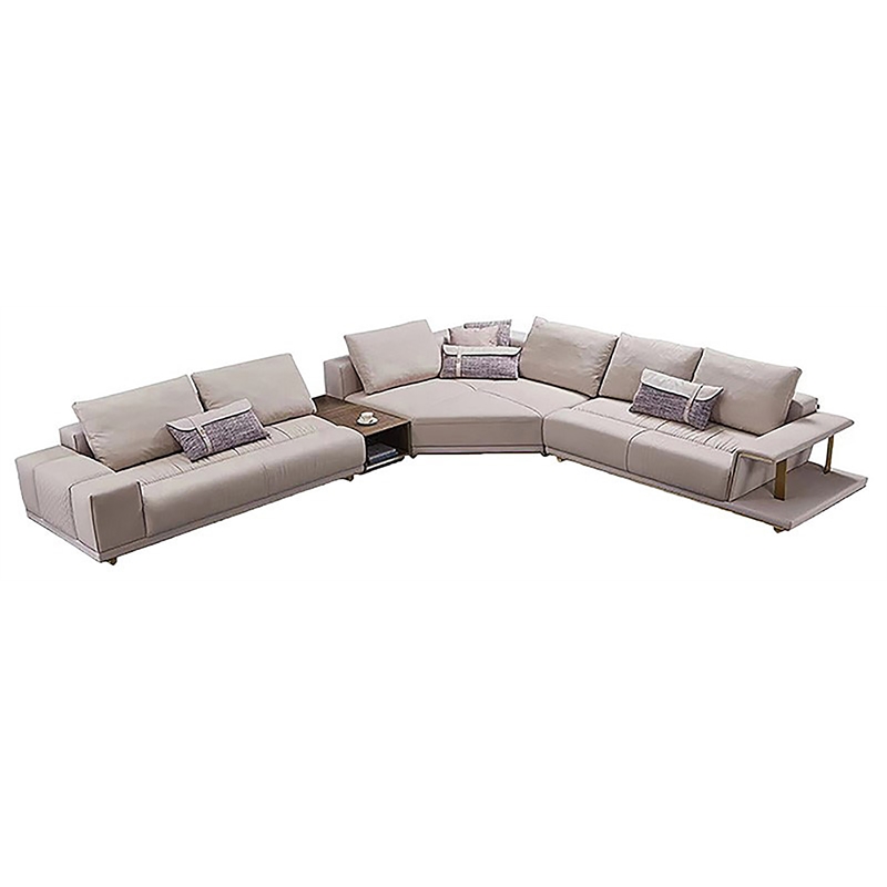 American Eagle Furniture 4-Piece Left Sitting Leather & Metal Sectional in Gray