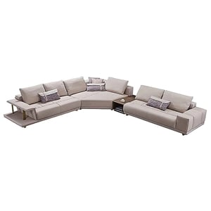 American Eagle Furniture 4-Piece Right Sitting Leather & Metal Sectional in Gray