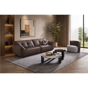 American Eagle Furniture 2-Piece Full Leather and Metal Sofa in Dark Chocolate