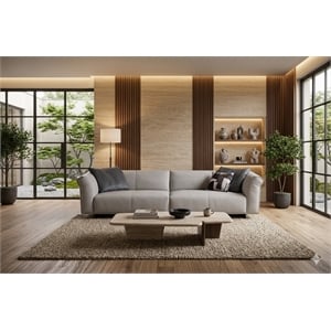 American Eagle Furniture 2-Piece Genuine Leather & Metal Sofa in Light Gray