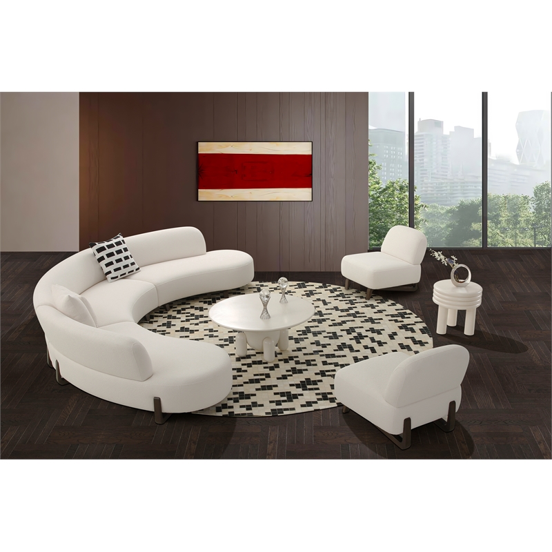 American Eagle Furniture Modern Fabric and Wood Armless Accent Chair in White