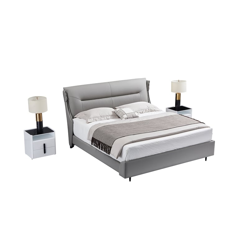 American Eagle Furniture 2-Drawer Wood and Faux Marble Nightstand in White/Black