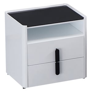 American Eagle Furniture 2-Drawer Wood and Faux Marble Nightstand in White/Black