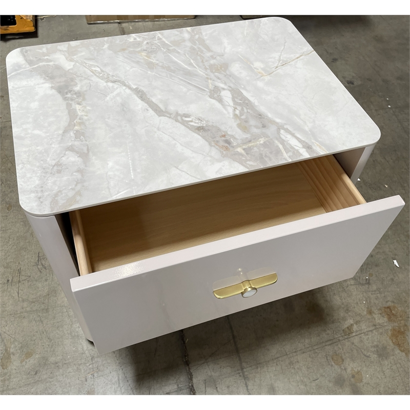 American Eagle Furniture 2-Drawer Faux Marble Nightstand in Cream