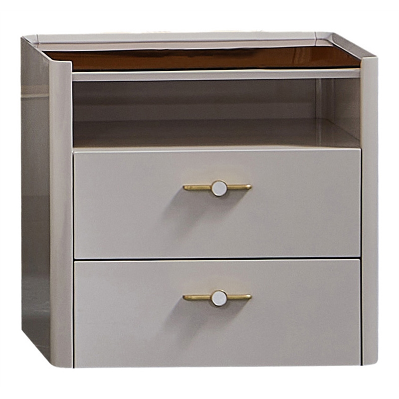 American Eagle Furniture 2-Drawer Faux Marble Nightstand in Cream