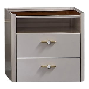 American Eagle Furniture 2-Drawer Faux Marble Nightstand in Cream