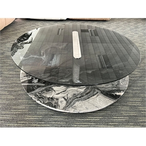 American Eagle Furniture Faux Marble & Wood Coffee Table in Black/White