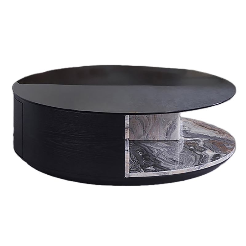 American Eagle Furniture Faux Marble & Wood Coffee Table in Black/White