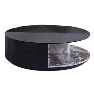 American Eagle Furniture Faux Marble & Wood Coffee Table in Black/White
