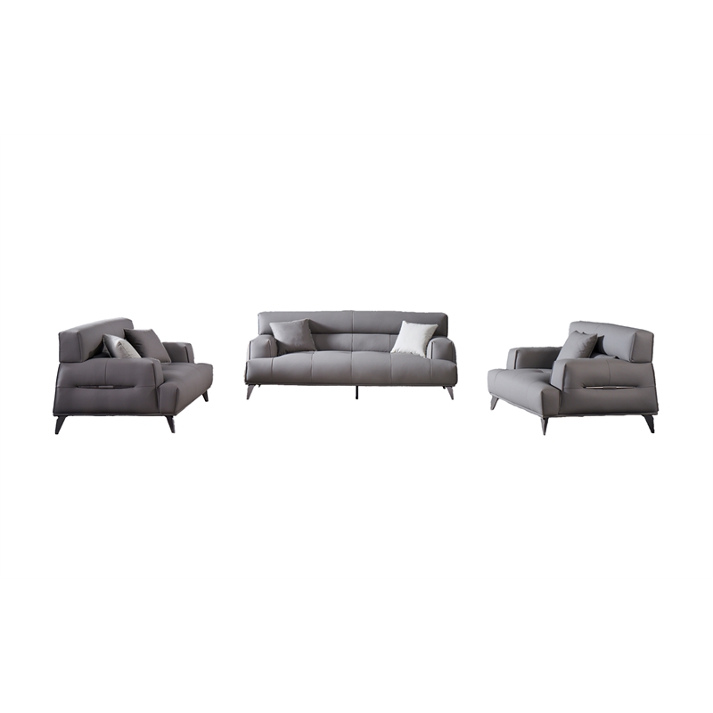 American Eagle Design AE2378-GR-SF Modern Contemporary Gray Faux Leather Sofa