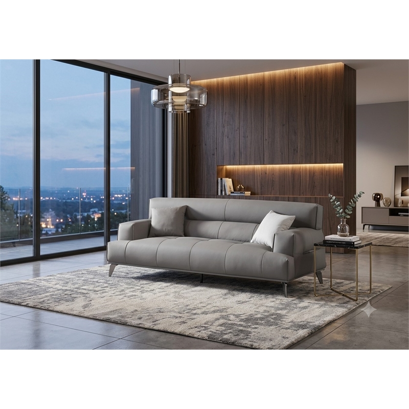 American Eagle Design AE2378-GR-SF Modern Contemporary Gray Faux Leather Sofa