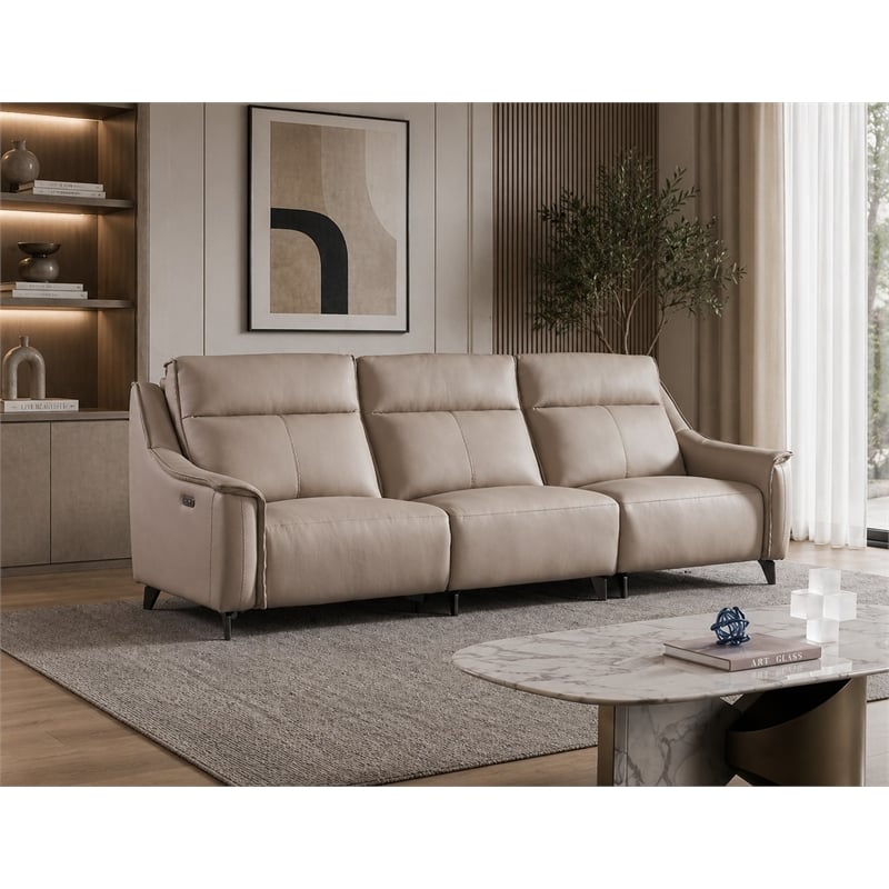American Eagle Design EK2230 Peach Leather Extra Long Sofa with 1 Power Recliner