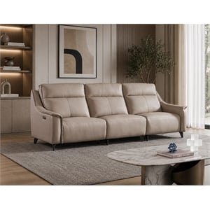 American Eagle Design EK2230 Peach Leather Extra Long Sofa with 1 Power Recliner