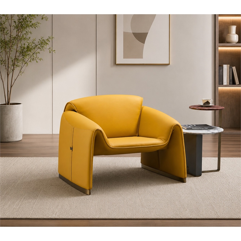 American Eagle Design EK-Y1011-YO Yellow Top Grain Leather Accent Chair