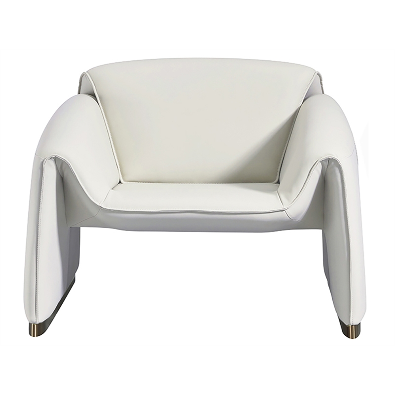 American Eagle Design EK-Y1011-IV Modern Ivory Top Grain Leather Accent Chair