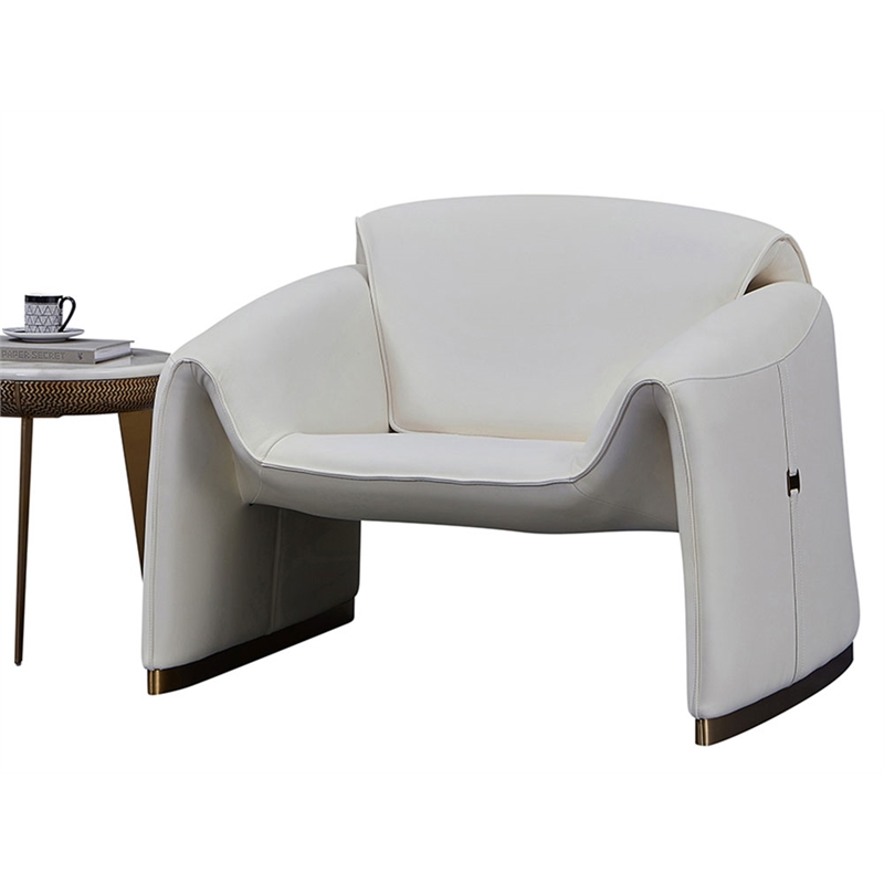 American Eagle Design EK-Y1011-IV Modern Ivory Top Grain Leather Accent Chair