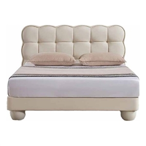 American Eagle  B-D083-W-Q Modern White Cream Faux Leather Queen Size Bed