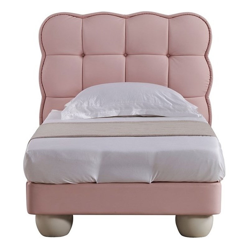 American Eagle B-D083-PNK-Q Modern Cute Princess Pink Faux Leather Queen Bed