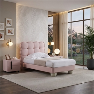 American Eagle B-D083-PNK-Q Modern Cute Princess Pink Faux Leather Queen Bed