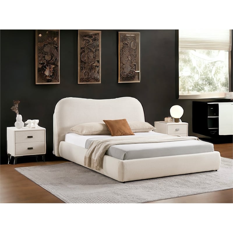 American Eagle  NS-D080 Modern Contemporary Ivory Fabric Nightstand