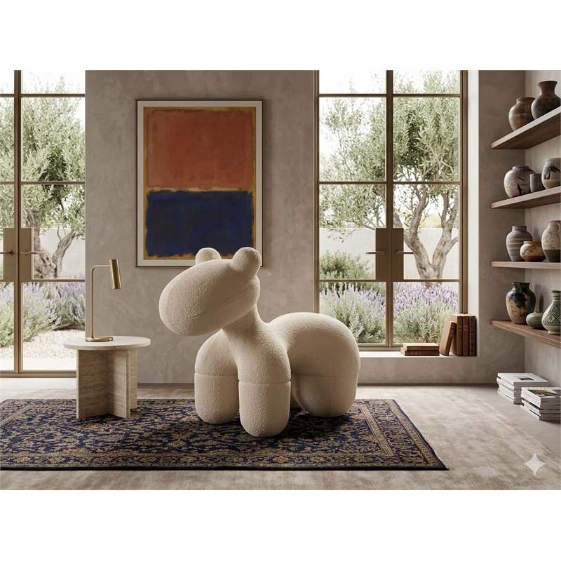 American Eagle Fabric CH-Y1016 Cute Animal Shape Soft Fabric Cream Accent Chair
