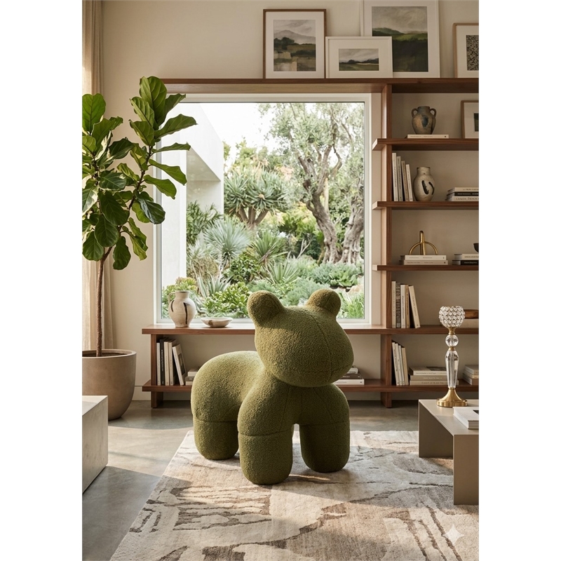 American Eagle Fabric CH-Y1016 Cute Animal Shape Green Fabric Accent Chair