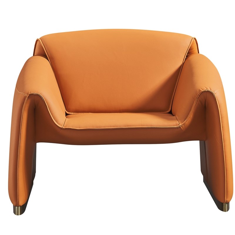 American Eagle Design EK-Y1011-ORG Contemporary Chic Orange Leather Accent Chair