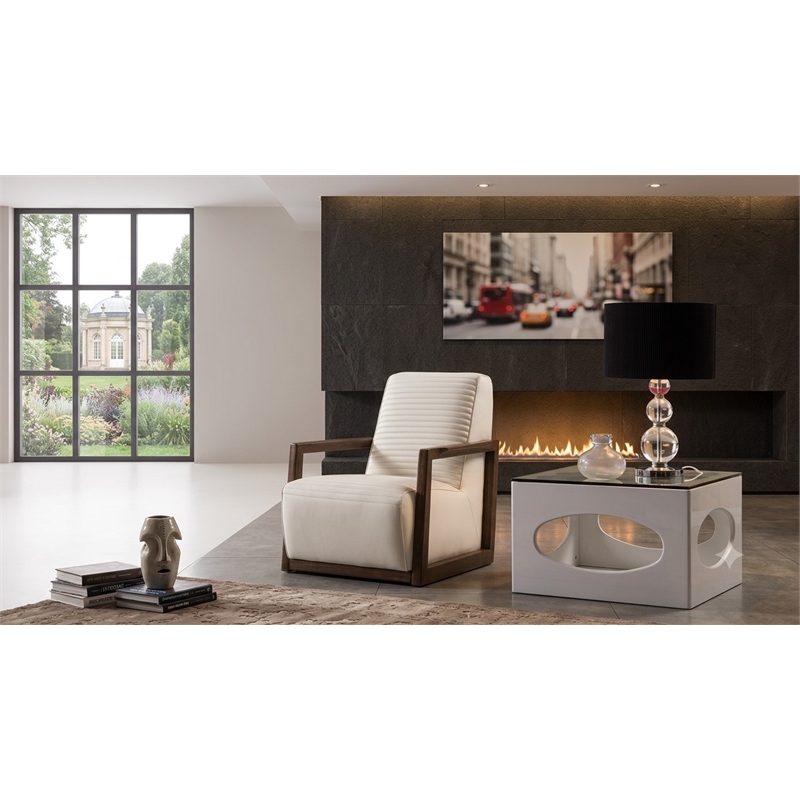 American Eagle EK-CH-05-W Modern Chic White Leather Accent Chair