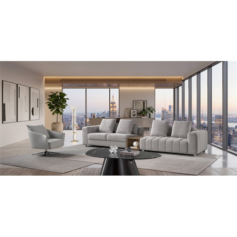American Eagle AE2379-LG Light Gray Fabric Extra Long Sofa Console Table Set