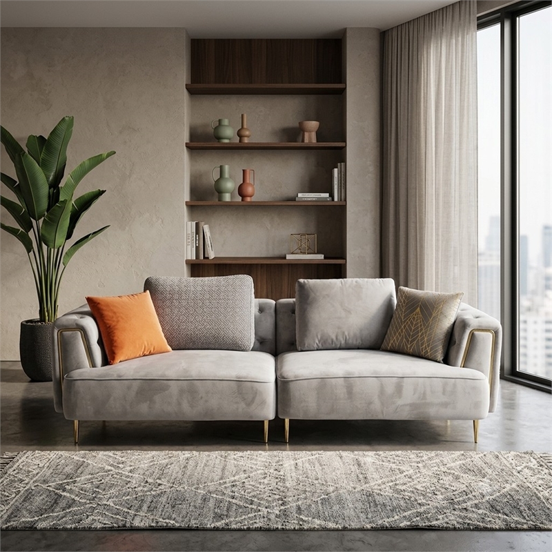 American Eagle AE-D832-GR-4S Modern Chic Gray Fabric Extra Long Sofa