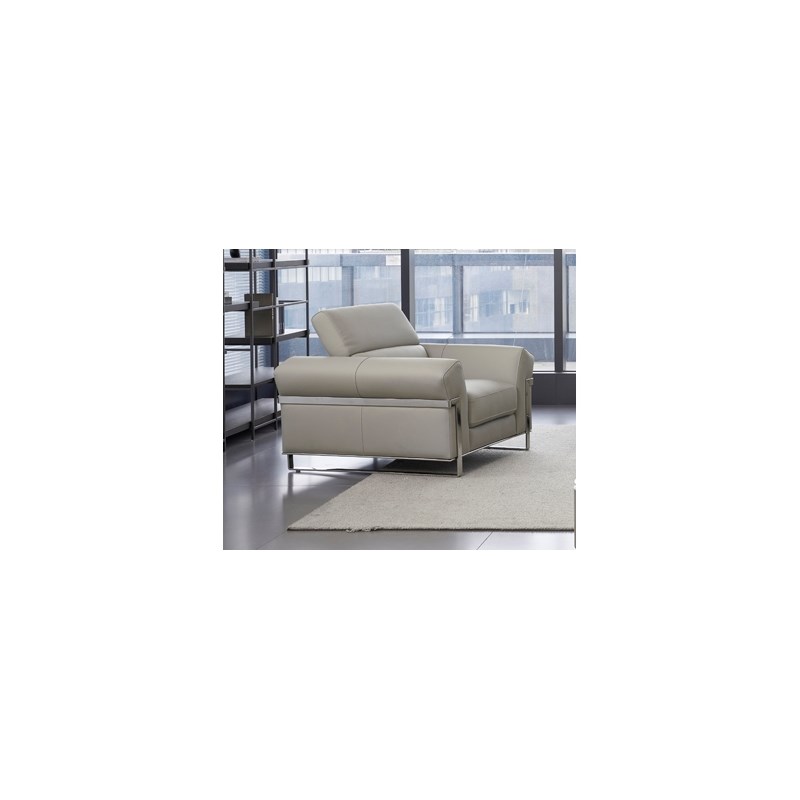 American Eagle EK012-LG-CHR Modern Light Gray Italian Top Grain Leather Chair