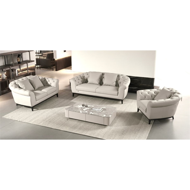 American Eagle EK093-LG-LS Modern Light Gray Italian Top Grain Leather Loveseat