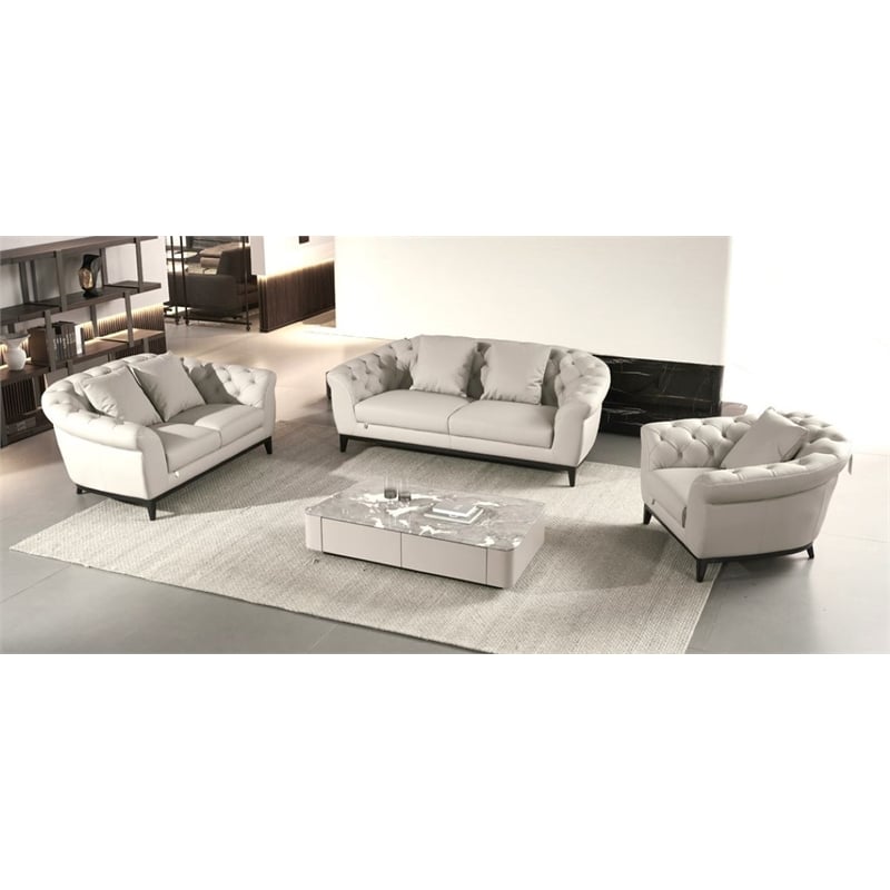 American Eagle EK093-LG-SF Modern Chic Light Gray Italian Top Grain Leather Sofa
