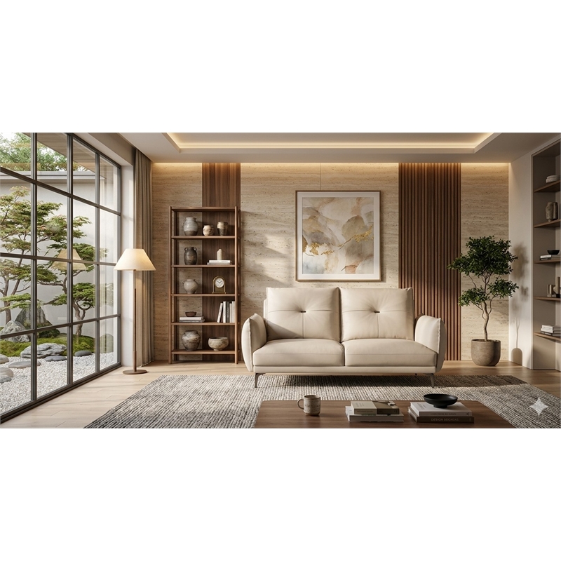 American Eagle EK-D835-IV-LS Modern Ivory Italian Top Grain Leather Loveseat