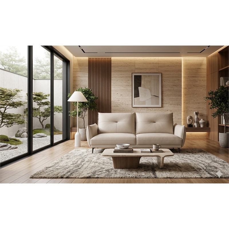 American Eagle EK-D835-IV-SF Modern Ivory Italian Top Grain Leather Sofa