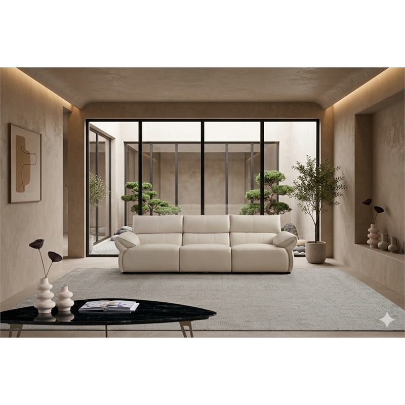 American Eagle EK-D833-IV-4S Ivory Italian Top Grain Leather Extra Long Sofa