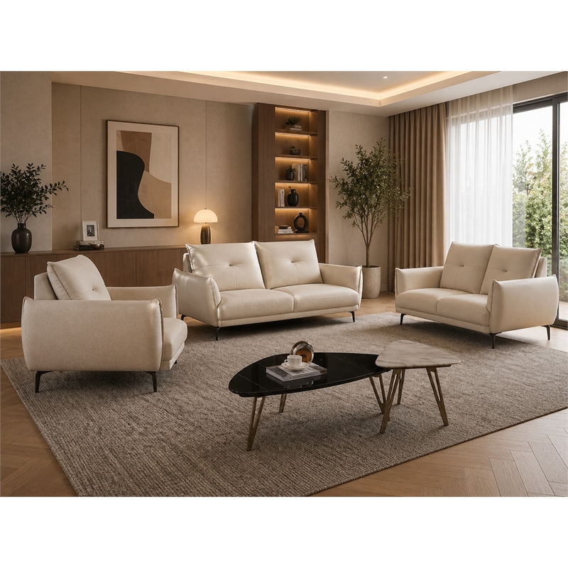 American Eagle EK-D835-IV-4S Ivory Italian Top Grain Leather Extra Long Sofa