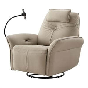 American Eagle EK-D842-LG Light Gray  Top Grain Leather Swivel Power Recliner