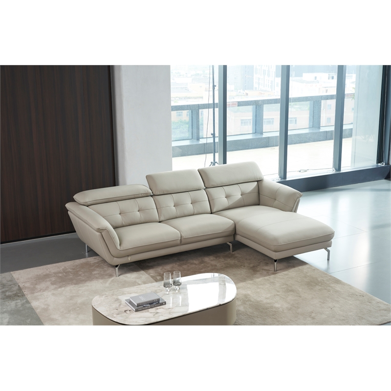 American Eagle EK-L083  Light Gray  Top Grain Leather Sectional Sofa Set